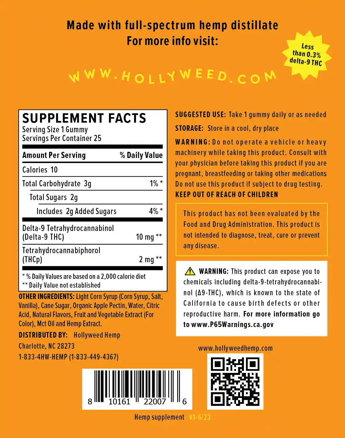 500 mg edible gummies delta-9 thc - supplement facts panel
