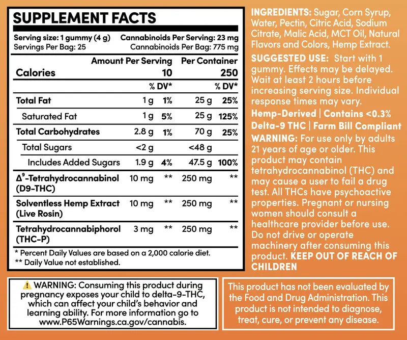Delta-9 THC + THCp Gummies | Mango - EXTRA STRENGTH