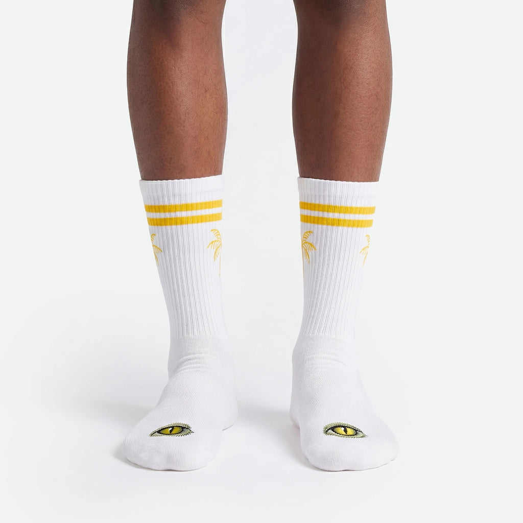 Hollyweed Reptilian Summer crew socks with vibrant reptile pattern, casual accessories for a unique summer look.