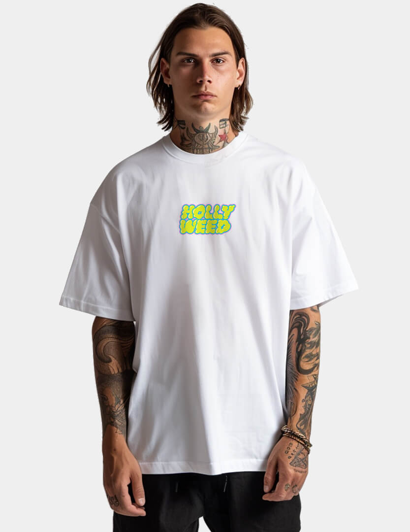 Hollyweed Smokey Logo T-Shirt - White/Yellow