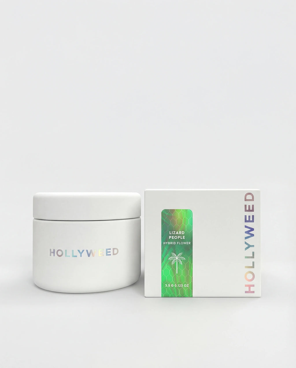 Hollyweed THCA flower Lizard People hybrid cannabis buds in a 3.5g package, showcasing dense, colorful flower with trichomes.