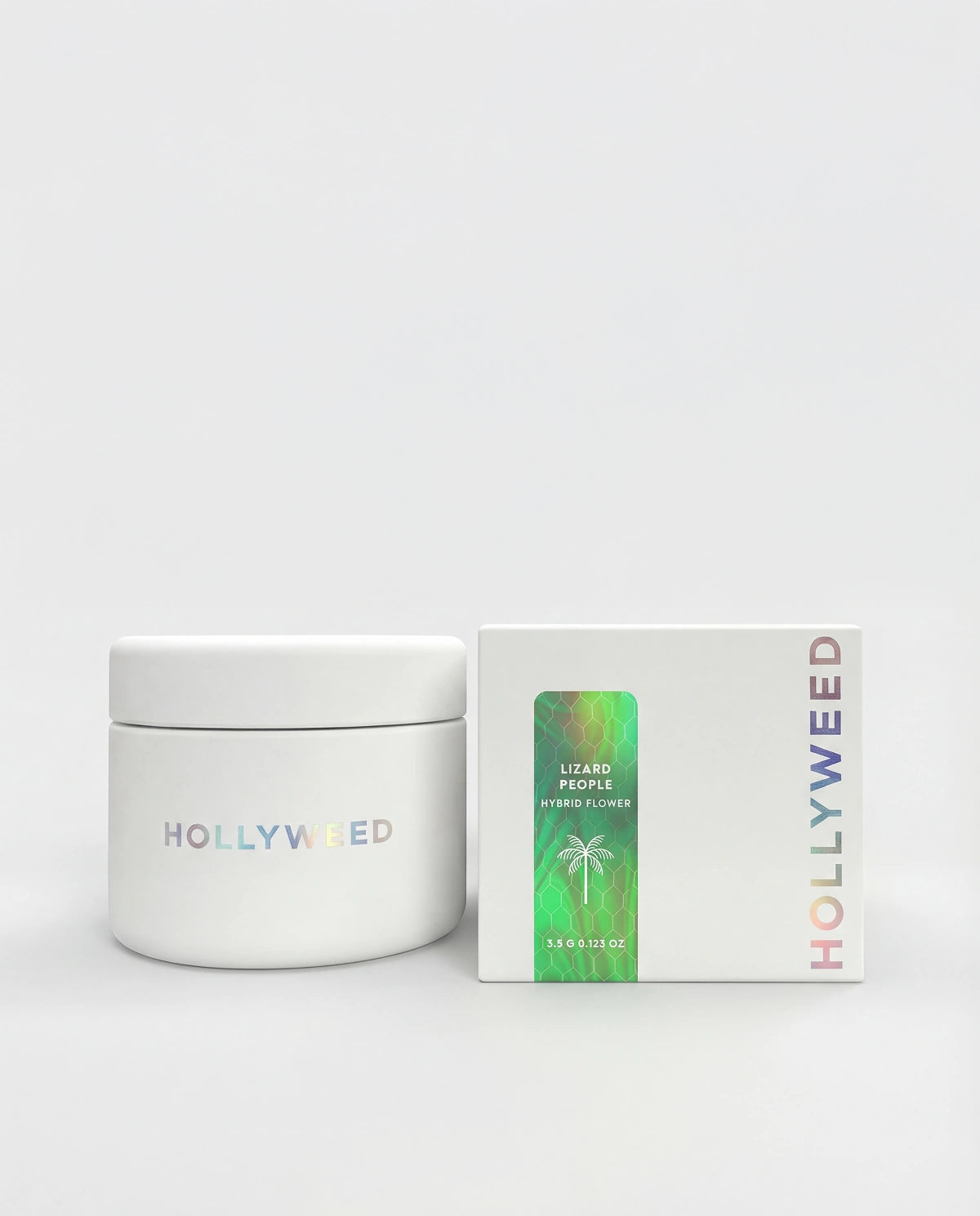 Hollyweed THCA flower Lizard People hybrid cannabis buds in a 3.5g package, showcasing dense, colorful flower with trichomes.